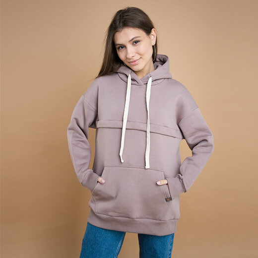 Těhotenská / kojící oversize hoodie mikina Cappucino